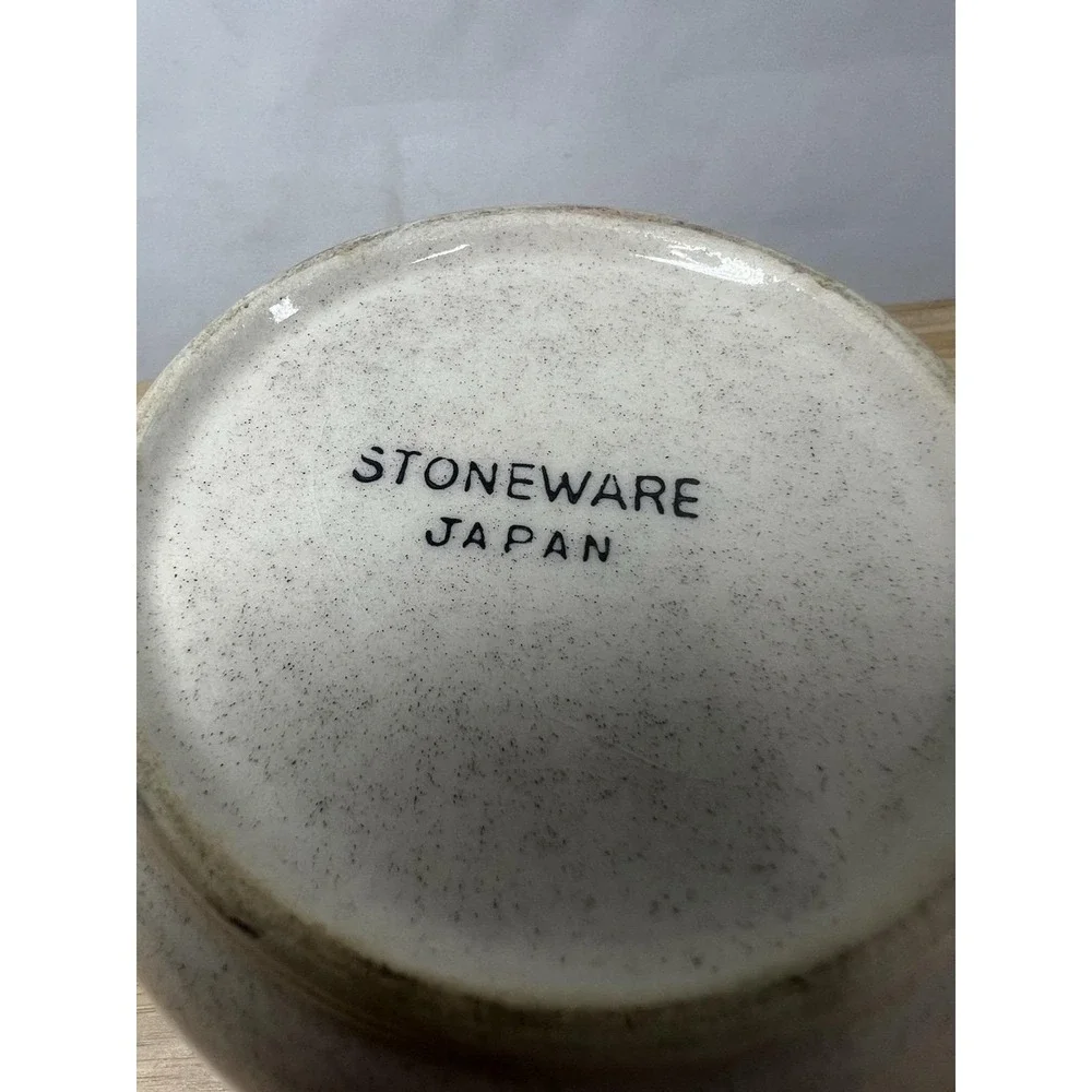 Vintage Japanese Stoneware Covered Crock w/ Lid‎ | Speckled Glaze | Japan